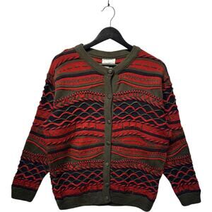 Vintage Women's La Dame 3D Patterned Cardigan Sweater M
